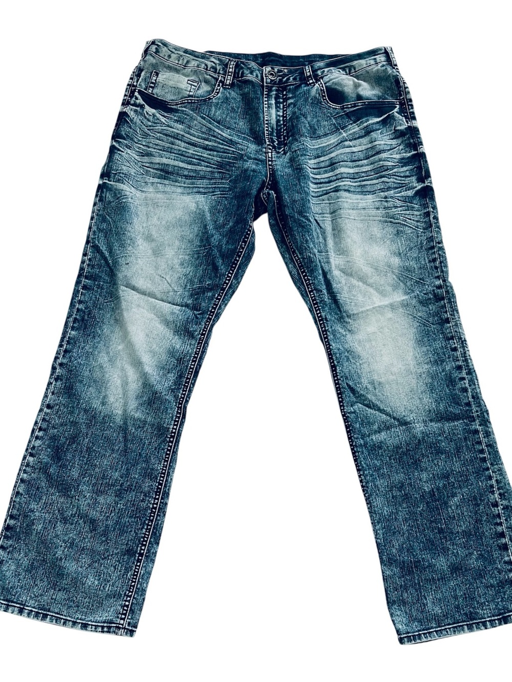 Buffalo Jeans Men’s 38 X 32 Blue Straight Stretch High Rise Denim Cowboy Rocker